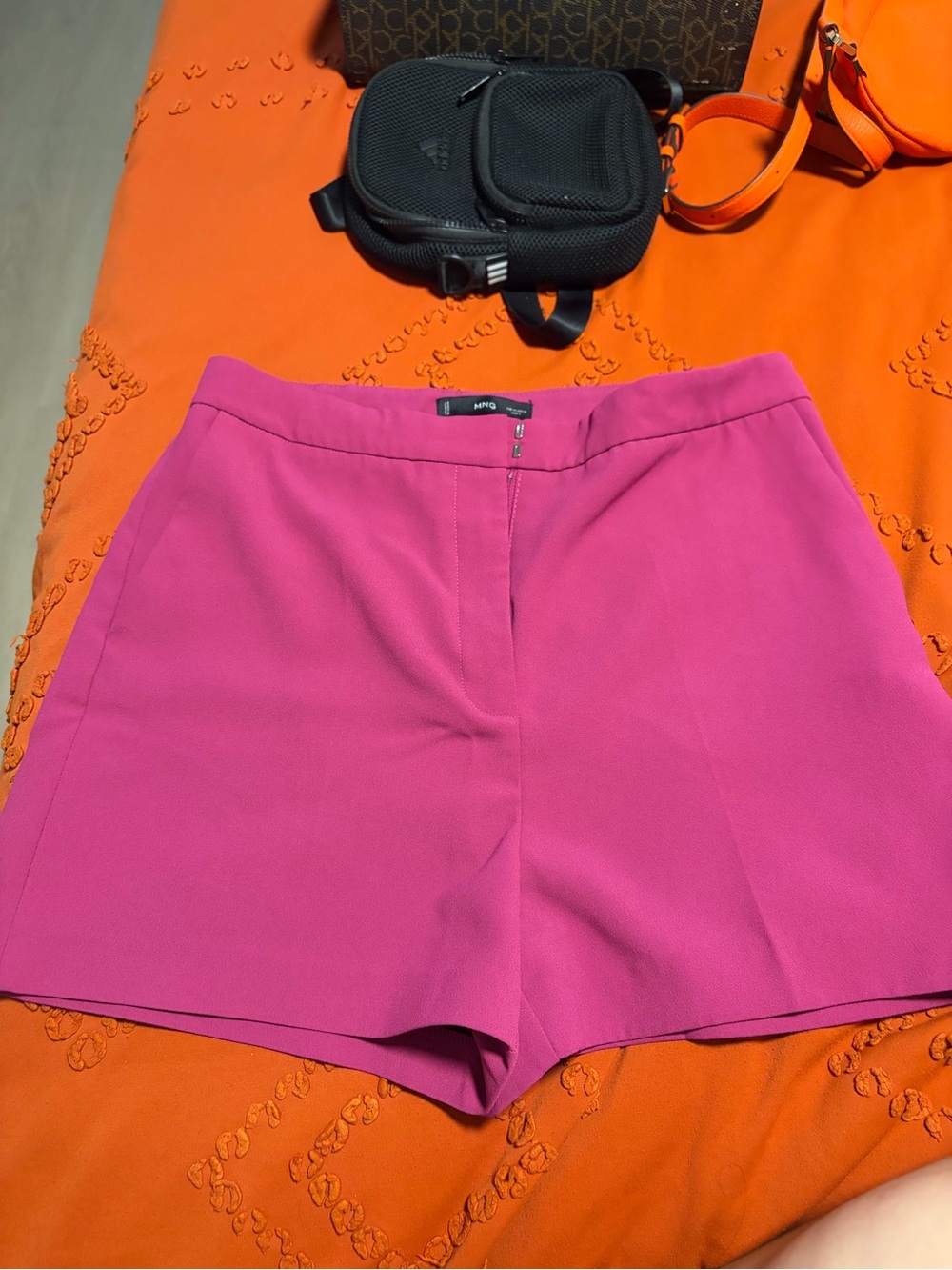 Mango High-Waist Fuchsia Tailored Shorts
